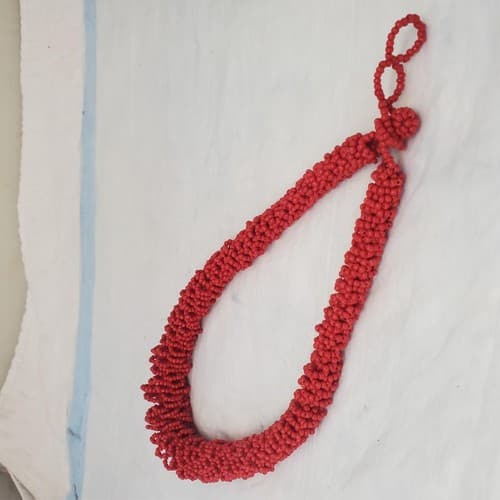 Handmade Red Beaded Choker Jewelry Necklace Tribal Boho Chunky Statement - Thumbnail 3
