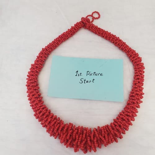 Handmade Red Beaded Choker Jewelry Necklace Tribal Boho Chunky Statement - Image 1