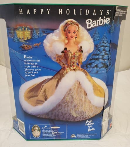1994 Happy Holidays Barbie #12155 Special Edition in Gold & White Gown - Thumbnail 6