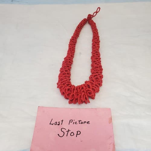 Handmade Red Beaded Choker Jewelry Necklace Tribal Boho Chunky Statement - Thumbnail 4