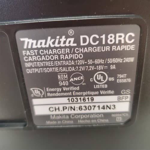 Makita DC18RC 7.2 V 14.4V 18 V Battery Rapid Charger LOT 437 - Thumbnail 4