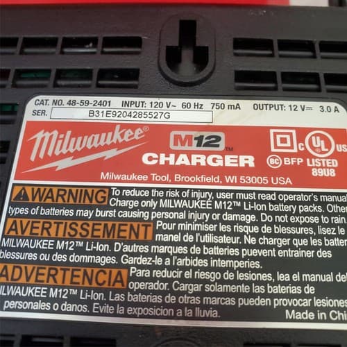Lot of 4 Milwaukee M12 48-59-2401 Battery Chargers LOT-622 - Thumbnail 5