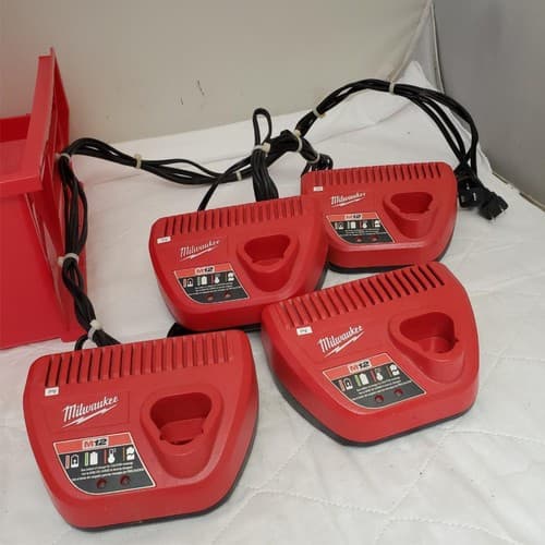 Lot of 4 Milwaukee M12 48-59-2401 Battery Chargers LOT-622 - Image 1