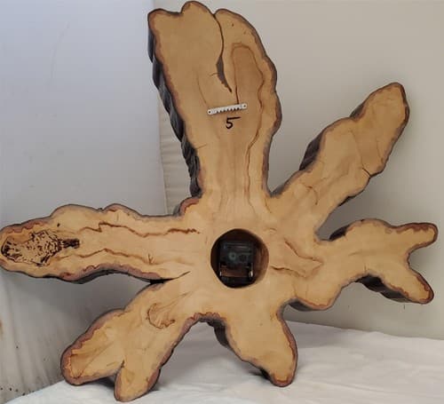 Vintage Resin Leaf Wall Clock Wood Look Roman Numerals Nature Decor Glossy - Thumbnail 6