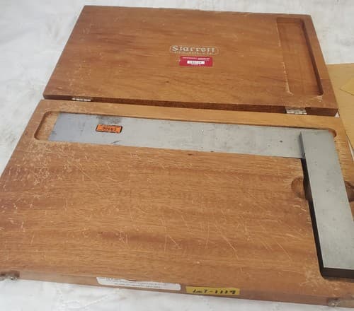 Starrett 20 Long Blade Master Precision Steel Square with Wooden Case LOT-1119 - Thumbnail 4