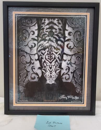 Craig Tracy 'Restless' Signed Framed Art Print old Tiger Design 11 x 14 - Image 1