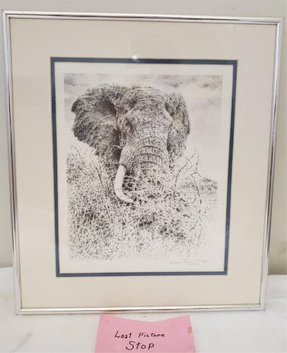 William Baker Elephant Head Print Signed & Framed Limited Edition Nature Artwork - Thumbnail 5