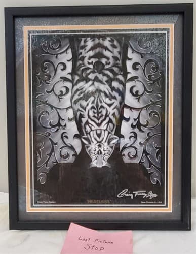 Craig Tracy 'Restless' Signed Framed Art Print old Tiger Design 11 x 14 - Thumbnail 6