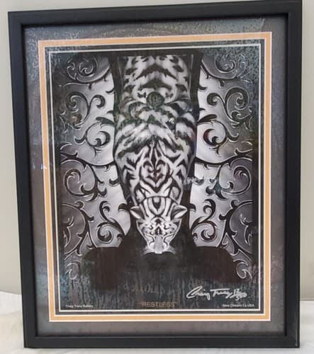 Craig Tracy 'Restless' Signed Framed Art Print old Tiger Design 11 x 14 - Thumbnail 2