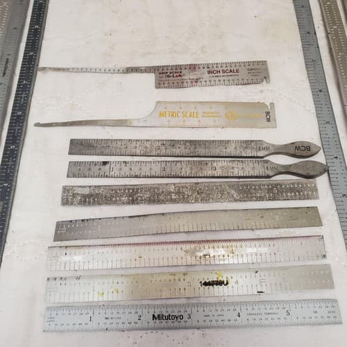 Lot of 16 Vintage Metal Measuring Tools Rulers, Calipers & More LOT-45 - Thumbnail 3