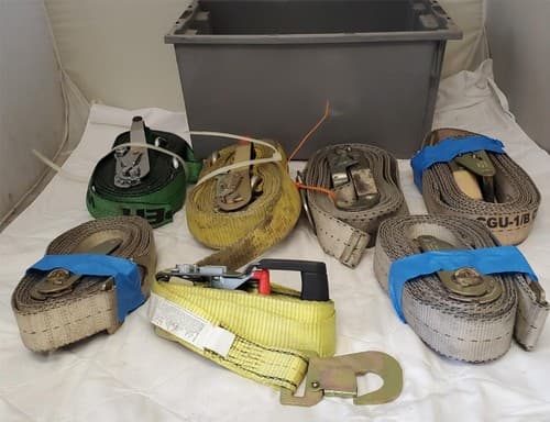 Lot of 7 Tie Down Strap Ratchet 5,000 LB. Load Limit 10 ft L 1"W 800 LOT-1062 - Image 1