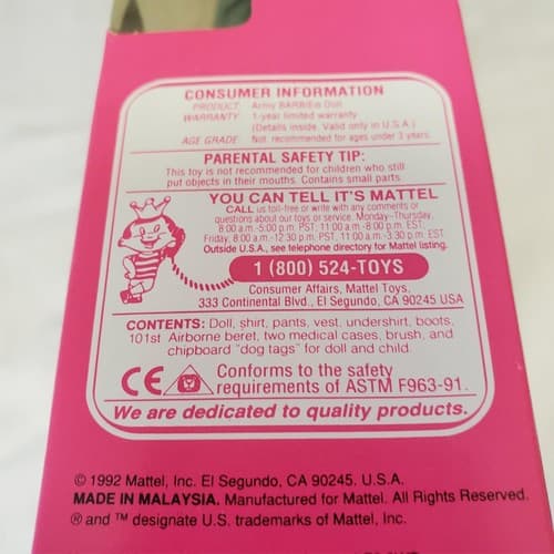 Barbie 1992 - Army Barbie - Stars 'n Stripes Collection - Thumbnail 6