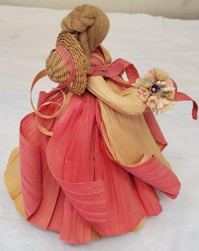 Vintage 1996 Nan’s Corn Husk Doll 7.5" Spring Girl w/ Hat & Braided Hai - Thumbnail 4