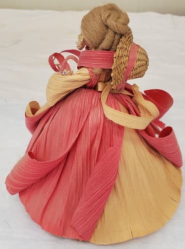 Vintage 1996 Nan’s Corn Husk Doll 7.5" Spring Girl w/ Hat & Braided Hai - Thumbnail 3