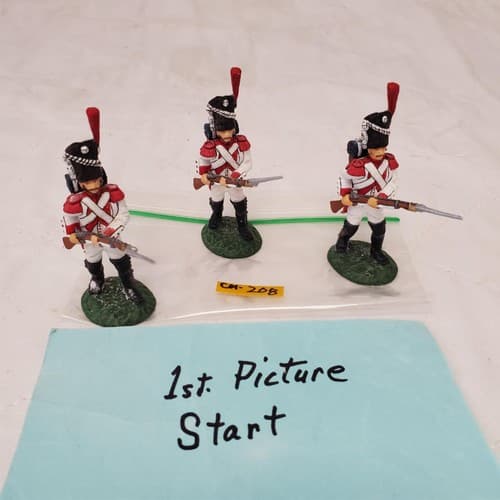 Lot of 3 Hand Painted Metal Toy Soldier Attacking Infantry CM-208 - Image 1