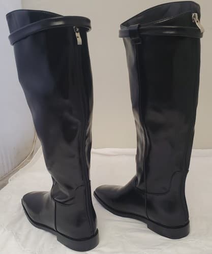 Vaslemuse Womens Black Knee High Boots Square Toe Block Heel Size 6 - Thumbnail 3