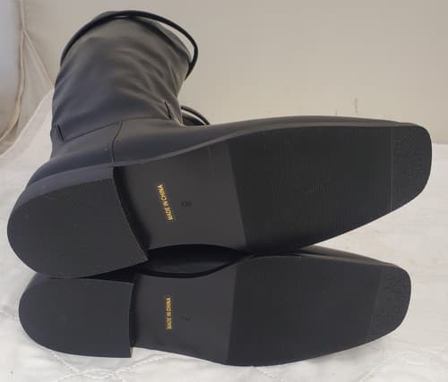 Vaslemuse Womens Black Knee High Boots Square Toe Block Heel Size 6 - Thumbnail 5