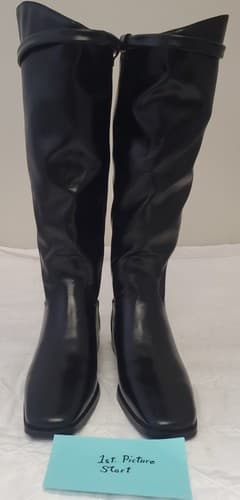 Vaslemuse Womens Black Knee High Boots Square Toe Block Heel Size 6 - Image 1