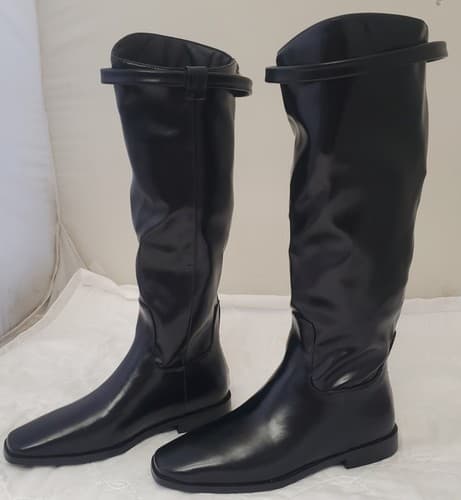 Vaslemuse Womens Black Knee High Boots Square Toe Block Heel Size 6 - Thumbnail 2