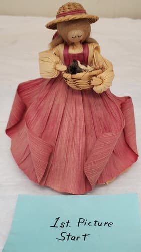Vintage 1988 Nan’s Corn Husk Doll 7.5" Southern Belle Basket of Kittens Rare LE - Image 1