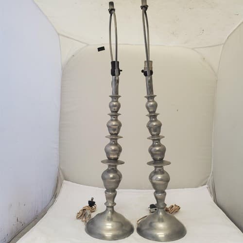 Lot of 2 Vintage Wisna Silver Sculptural Table Lamps S - Thumbnail 5