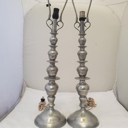 Lot of 2 Vintage Wisna Silver Sculptural Table Lamps S - Thumbnail 3