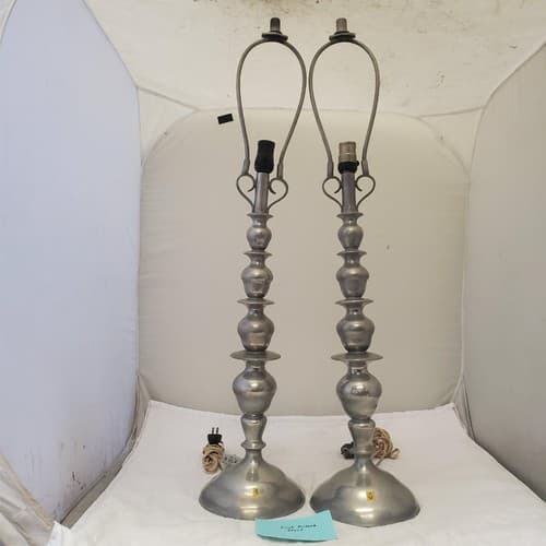 Lot of 2 Vintage Wisna Silver Sculptural Table Lamps S - Image 1