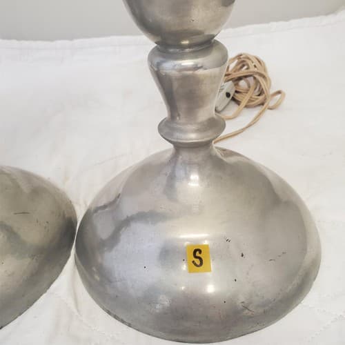 Lot of 2 Vintage Wisna Silver Sculptural Table Lamps S - Thumbnail 4