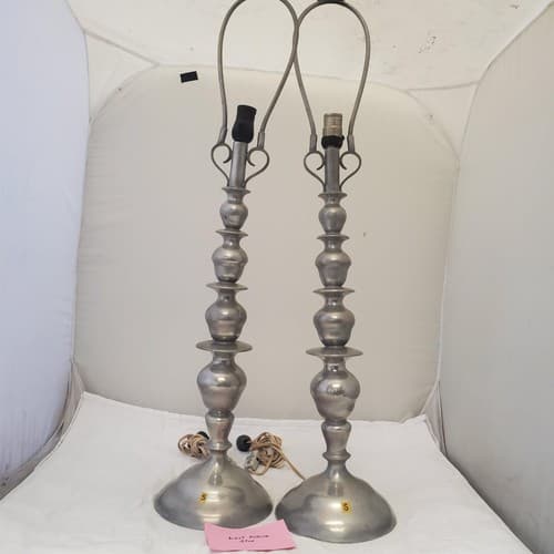 Lot of 2 Vintage Wisna Silver Sculptural Table Lamps S - Thumbnail 8