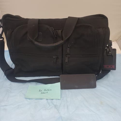TUMI Black Ballistic Nylon Laptop Briefcase Shoulder Bag Travel Work Office - Image 1