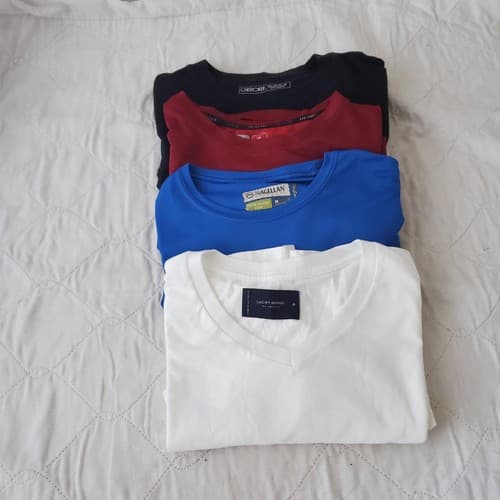 Lot of 4 Assorted Size M 38-40 Russell & Other Brand Dry Fit Short Sleeve Shirt - Thumbnail 2