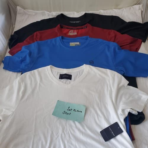 Lot of 4 Assorted Size M 38-40 Russell & Other Brand Dry Fit Short Sleeve Shirt - Image 1