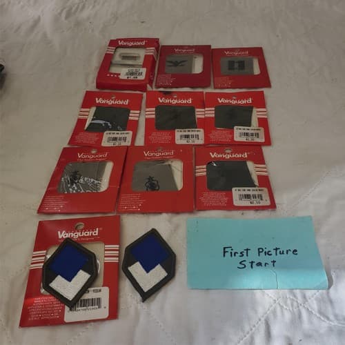 Lot of Vanguard Military Pins and Patches - Image 1