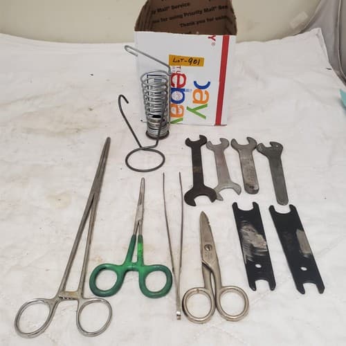 Lot of Assorted Surgical Forceps Scissors Tweezers and Small Wrenches LOT-901 - Image 1