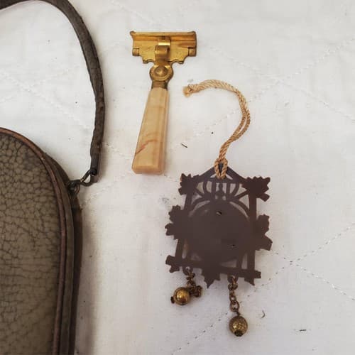 Lot of 4 Vintage Max Keller Travel Shaving Kit – Safety Razor, Containers & Leat - Thumbnail 5