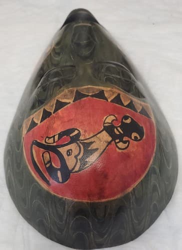 Vintage Hand Carved Painted Wood Indonesian Mask Tribal Folk Art Wall Decor - Thumbnail 4