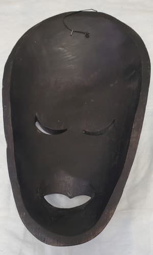 Vintage Hand Carved Painted Wood Indonesian Mask Tribal Folk Art Wall Decor - Thumbnail 3