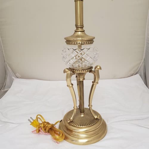 One Vintage Bombay Company Crystal and Brass Table Lamp - Thumbnail 2