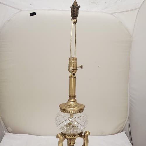 One Vintage Bombay Company Crystal and Brass Table Lamp - Thumbnail 3