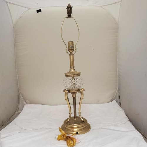 One Vintage Bombay Company Crystal and Brass Table Lamp - Thumbnail 11