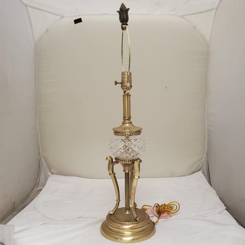 One Vintage Bombay Company Crystal and Brass Table Lamp - Thumbnail 9