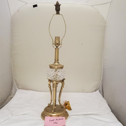 One Vintage Bombay Company Crystal and Brass Table Lamp - Thumbnail 13