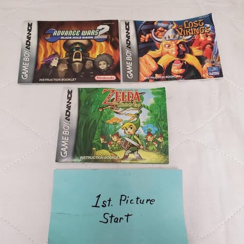Lot of 3 GBA Manual Lot Zelda Minish Cap, Advance Wars 2, Lost Vikings Authentic - Image 1