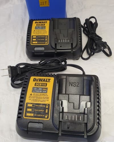 Lot of 2 Dewalt DCB115 RAPID 12-20V MAX FAST Battery Charger LOT-227 - Image 1