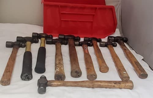 Lot of 10 Blue-Point Ball Peen Hammers Wooden Handle LOT-668 - Image 1