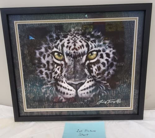 Vintage Chris Tunney Leopard Art Print Emerald Eyes 11 x 14 - Image 1