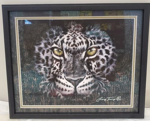Vintage Chris Tunney Leopard Art Print Emerald Eyes 11 x 14 - Thumbnail 2