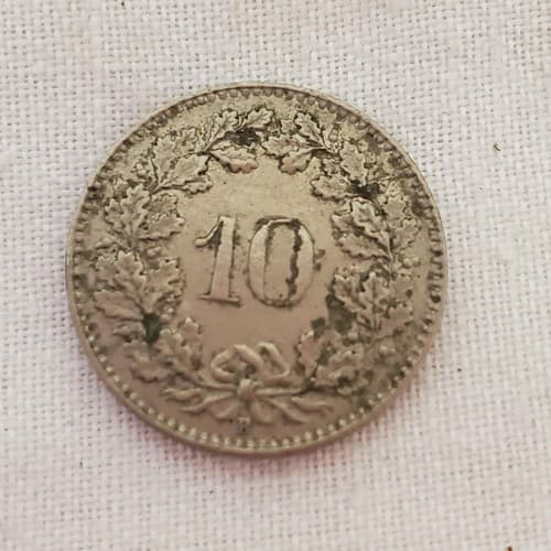 Vintage 1960 Swiss 10 Rappen Coin Helvetica Design Switzerland - Thumbnail 3