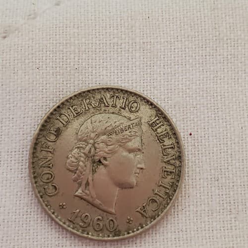 Vintage 1960 Swiss 10 Rappen Coin Helvetica Design Switzerland - Thumbnail 2