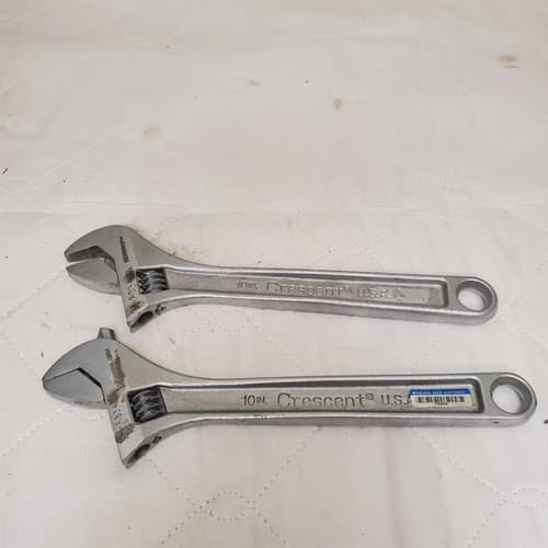 Lot of 2 Crescent Alloy Crestoloy 10" Adjustable Wrench Tools Set LOT-765 - Thumbnail 4